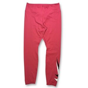 Nike Pink Dri-FIT 7/8 Leggings Large Swoosh Logo Athletic Pants Women's L